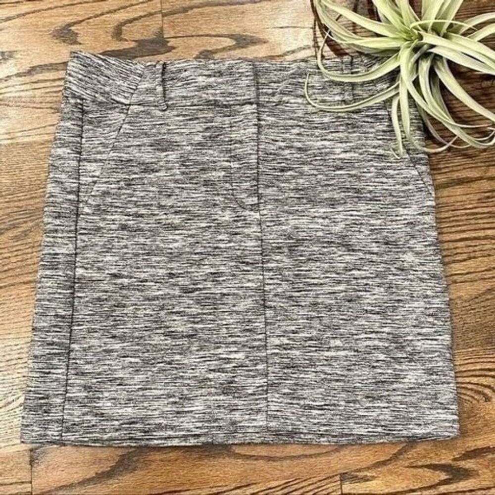 Loft 6 Black Gray White Space Dye Belted Pencil Skirt Medium Workwear Casual
